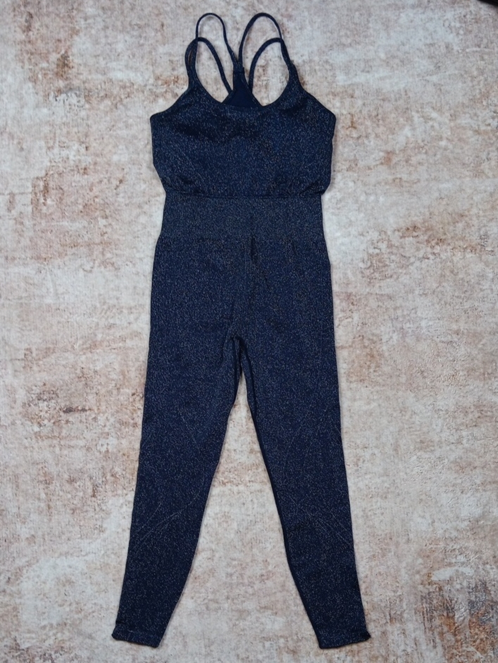 Fabletics Blue Sparkle Catsuit Athletic Jumpsuit Size Medium